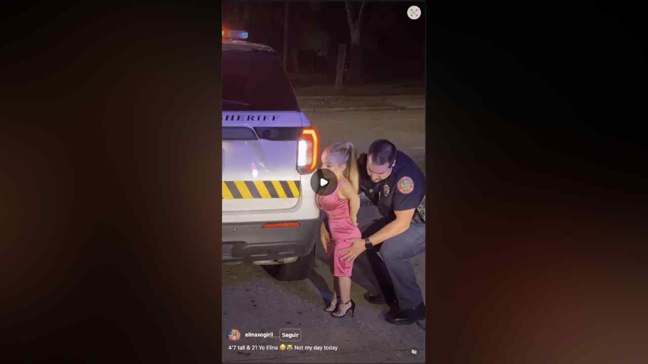 Elina protagoniza una supuesta detención en un video humorístico que desató bromas y dudas entre usuarios sobre si las imágenes eran reales o generadas con IA. Captura de pantalla