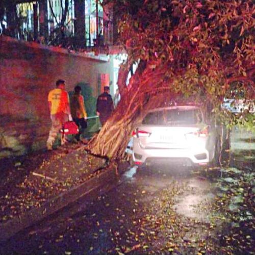 La onda tropical favoreció fuertes tormentas durante la noche del sábado, con árboles caídos, inundaciones y afectaciones a eventos deportivos y musicales. Foto: Comandos de Salvamento