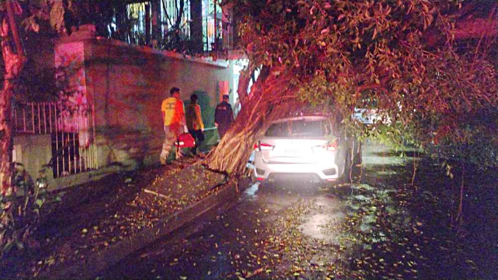 La onda tropical favoreció fuertes tormentas durante la noche del sábado, con árboles caídos, inundaciones y afectaciones a eventos deportivos y musicales. Foto: Comandos de Salvamento