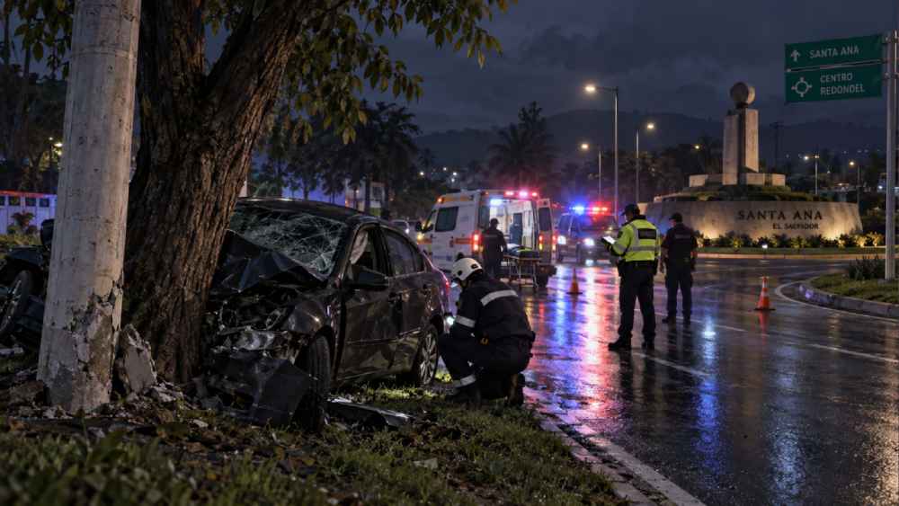 El Cabo de la PNC Jorge Alberto Peña Hernández murió después de que el vehículo que conducía se saliera de la carretera en Santa Ana. Ilustración.