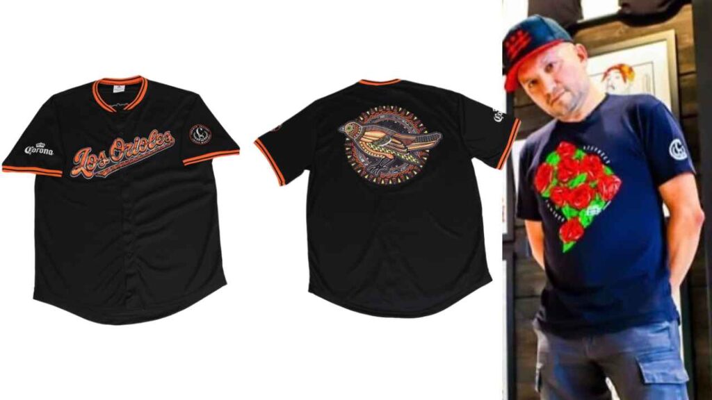 El artista salvadoreño Josué Martínez diseñó la camiseta “Los Orioles” que será entregada a 15,000 aficionados durante la Noche de la Herencia Hispana en Baltimore. Foto: Baltimore Orioles/Corinto Gallery.