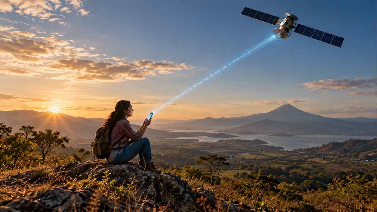 El internet satelital de Starlink, desarrollado por SpaceX, podría abrir nuevas alternativas de conexión directa a celulares en El Salvador. Ilustración