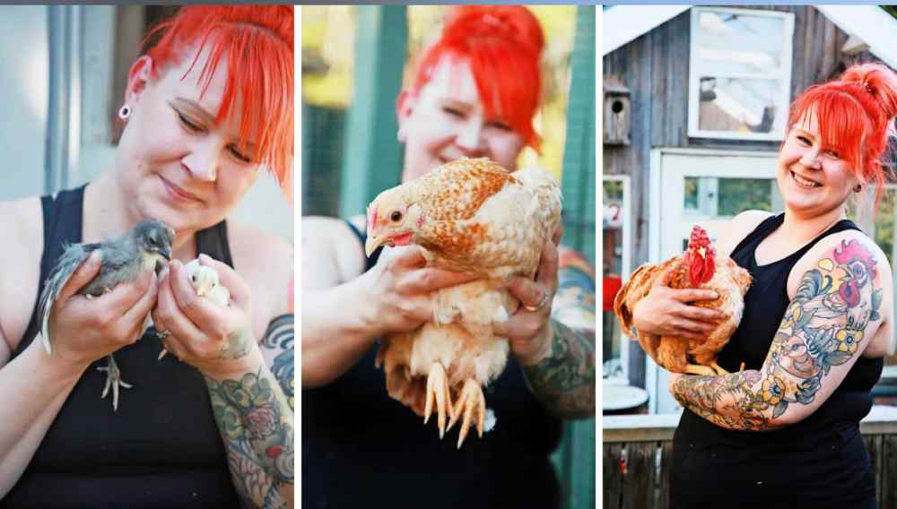 Ashley Woods obtuvo un récord Guinness después de reunir 43 tatuajes relacionados con gallinas en distintas partes de su cuerpo. Foto: Hanna Marttinen.