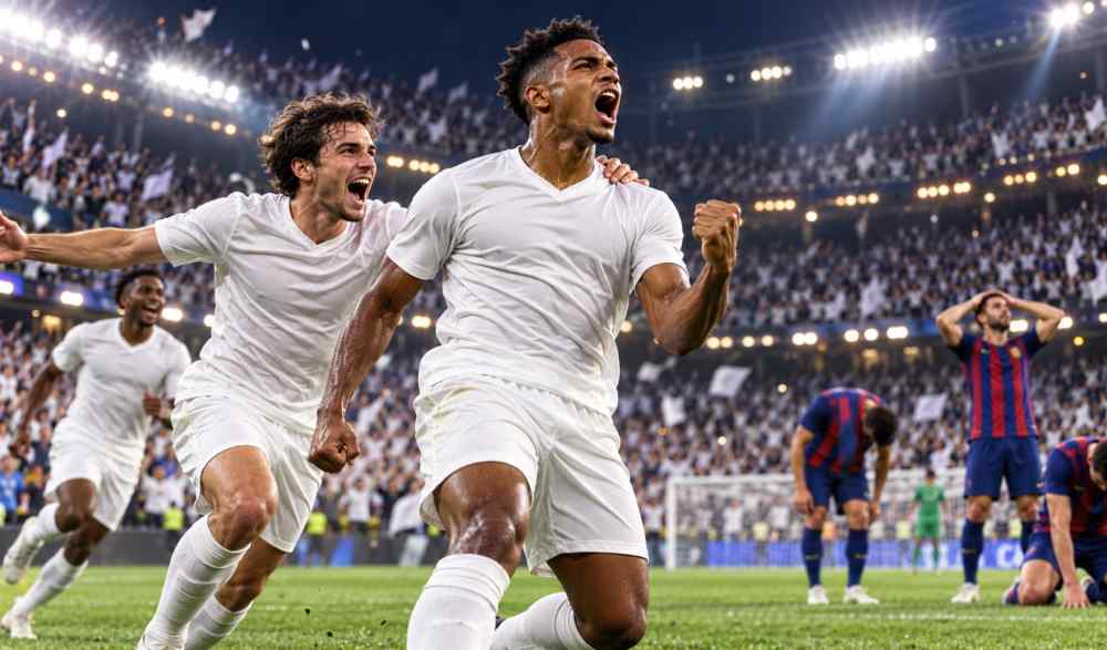 Kylian Mbappé marcó un doblete en la victoria 2-1 del Real Madrid sobre el Barcelona en el Clásico del 25 de octubre de 2026. Imagen: ilustración.