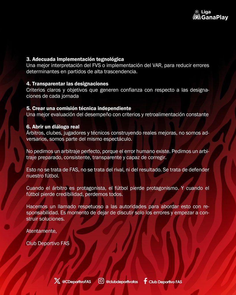 Finalmente, FAS hizo un llamado a las autoridades correspondientes para abrir un proceso de revisión y construir soluciones que permitan fortalecer la confianza en las decisiones arbitrales.