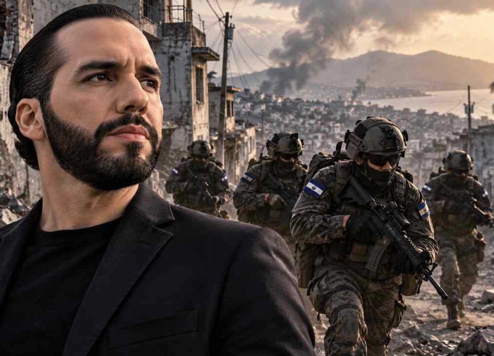 Nayib Bukele aseguró que Dios concederá la victoria en la operación por los cuatro militares salvadoreños en Haití, desaparecidos desde el 18 de octubre de 2026. Ilustración