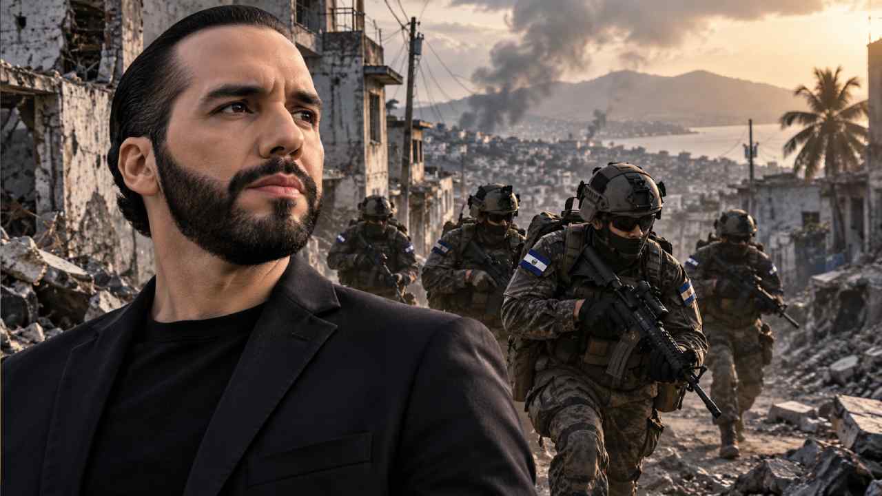 Nayib Bukele aseguró que Dios concederá la victoria en la operación por los cuatro militares salvadoreños en Haití, desaparecidos desde el 18 de octubre de 2026. Ilustración