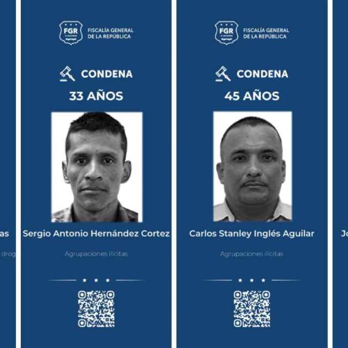 La Fiscalía informó sobre las condenas contra 86 pandilleros de tres estructuras criminales que operaban en Cuscatlán y San Salvador. Foto: FGR.