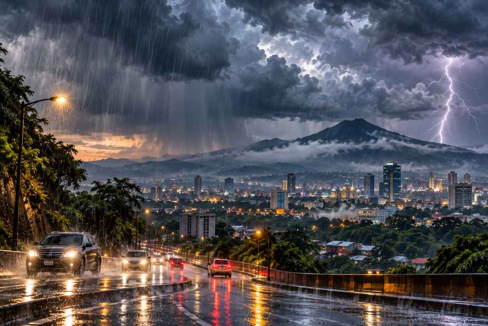 Imagen ilustrativa de una jornada lluviosa en San Salvador. El MARN prevé lluvias y tormentas durante la tarde y noche Foto: Ilustración.