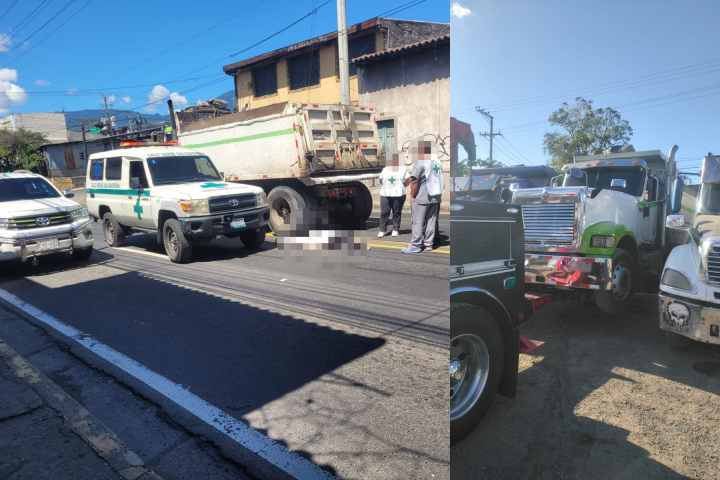 Vehículo de transporte de carga involucrado en el atropello mortal de una mujer en el bulevar Venezuela, en San Salvador. La unidad fue decomisada por las autoridades. Fotos: VMT