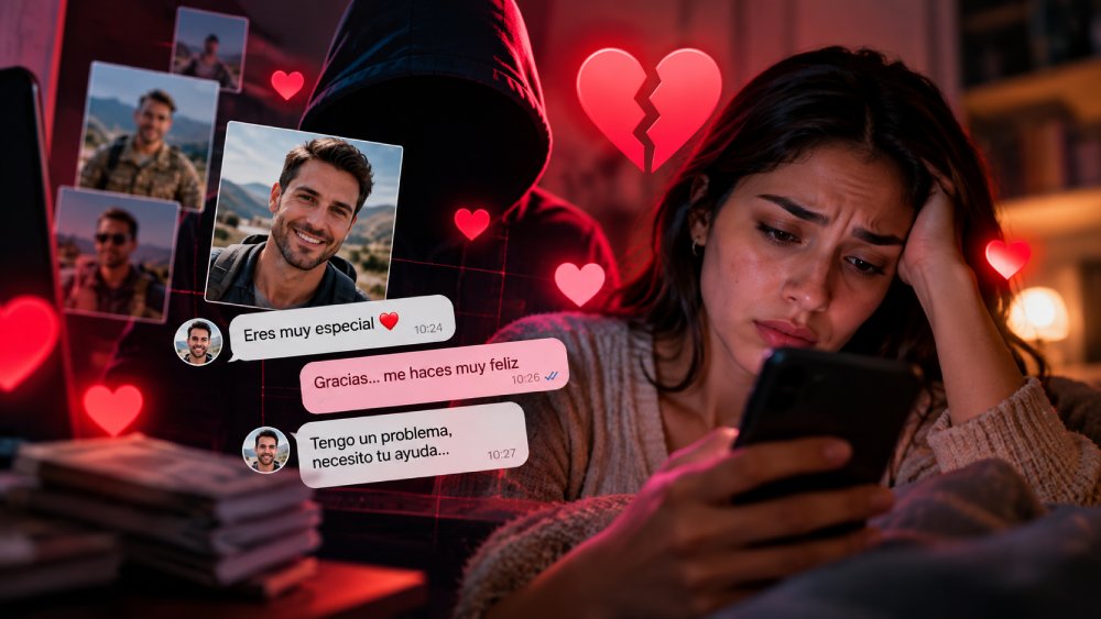 Las estafas románticas pueden comenzar con perfiles falsos que buscan establecer vínculos emocionales antes de solicitar dinero. Foto: Ilustración.