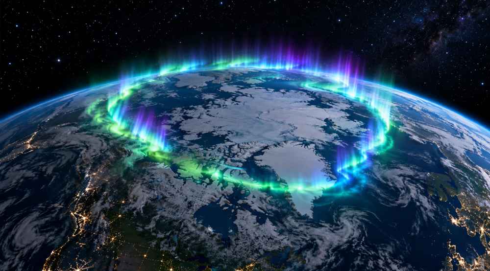 La aurora completa fue registrada en luz ultravioleta por la misión SMILE desde el espacio. Foto: Ilustración.