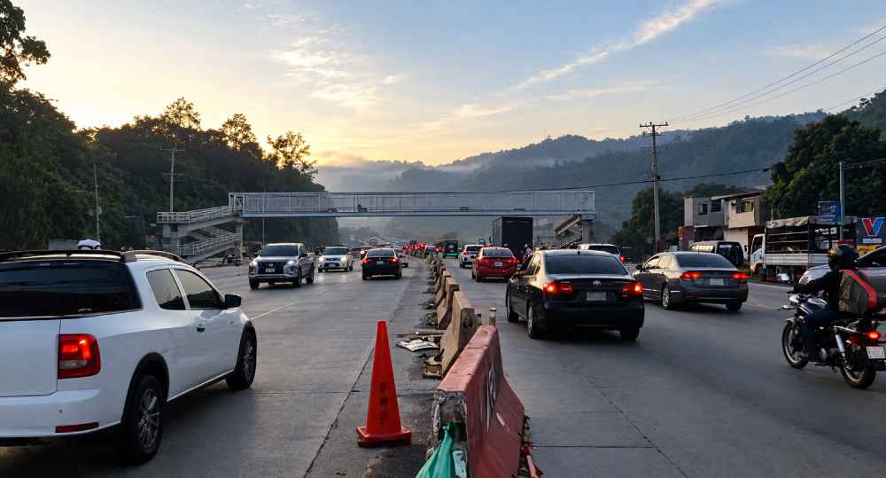 El tráfico de este viernes es regulado por gestores del VMT y carriles reversibles en distintos accesos a San Salvador. Foto: VMT.